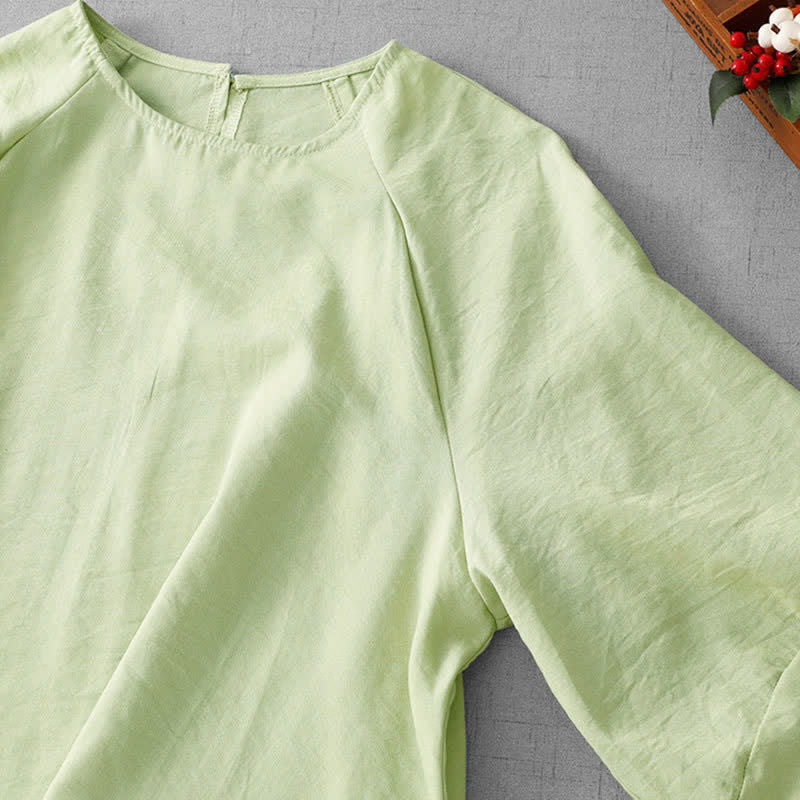 Buddha Stones Lässiges, minimalistisches Langarm-T-Shirt für Damen mit Rundhalsausschnitt für Frühling und Sommer - image 4