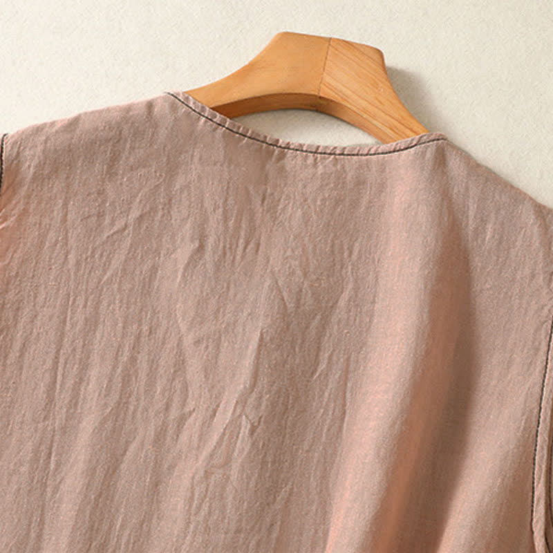 Buddha Stones Lässiges, minimalistisches, einfarbiges Damen-Tanktop mit Knopfleiste und aufgesetzter Tasche – perfekt für den Sommer. - image 32