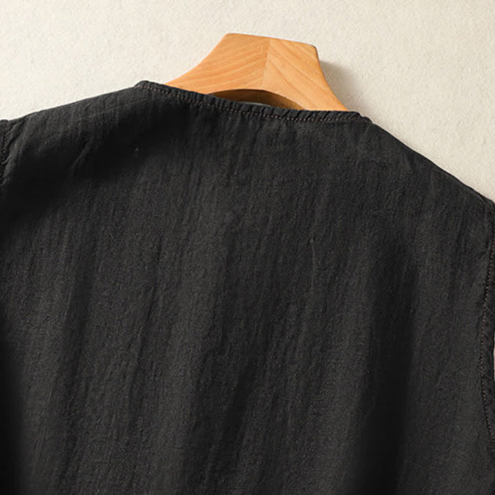 Buddha Stones Lässiges, minimalistisches, einfarbiges Damen-Tanktop mit Knopfleiste und aufgesetzter Tasche – perfekt für den Sommer. - image 10