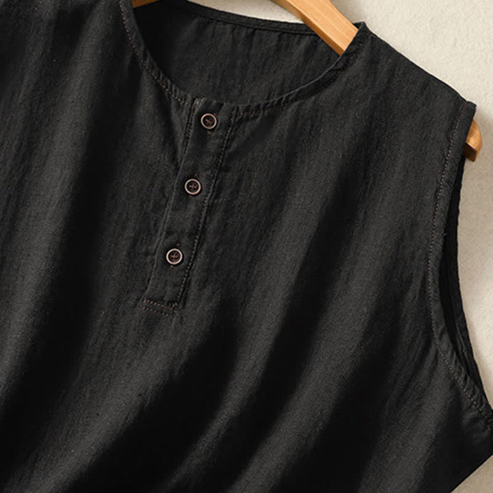 Buddha Stones Lässiges, minimalistisches, einfarbiges Damen-Tanktop mit Knopfleiste und aufgesetzter Tasche – perfekt für den Sommer. - image 11