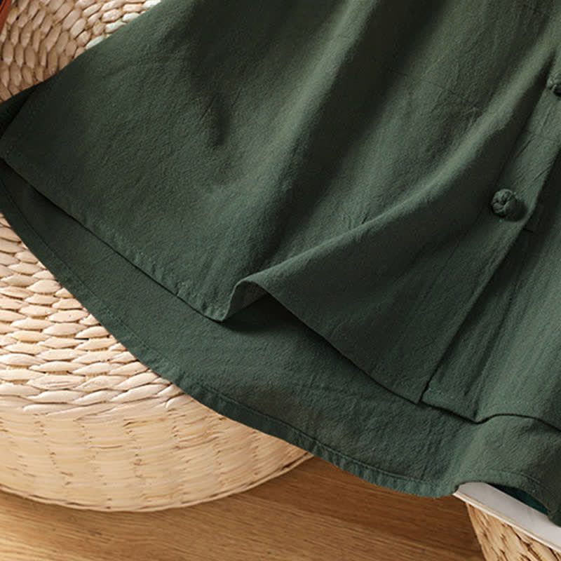 Buddha Stones Sommerliches ärmelloses Tanktop im Tang-Stil mit Stehkragen, Knopfleiste und aufgesetzter Tasche für Damen - image 15