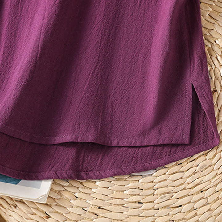 Buddha Stones Sommerliches ärmelloses Tanktop im Tang-Stil mit Stehkragen, Knopfleiste und aufgesetzter Tasche für Damen - image 22