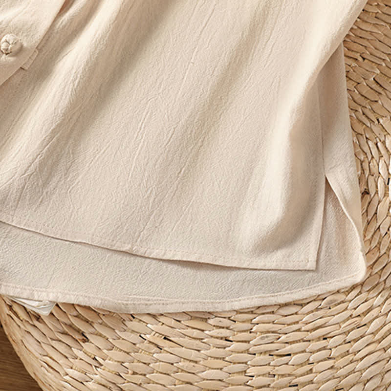 Buddha Stones Sommerliches ärmelloses Tanktop im Tang-Stil mit Stehkragen, Knopfleiste und aufgesetzter Tasche für Damen - image 6