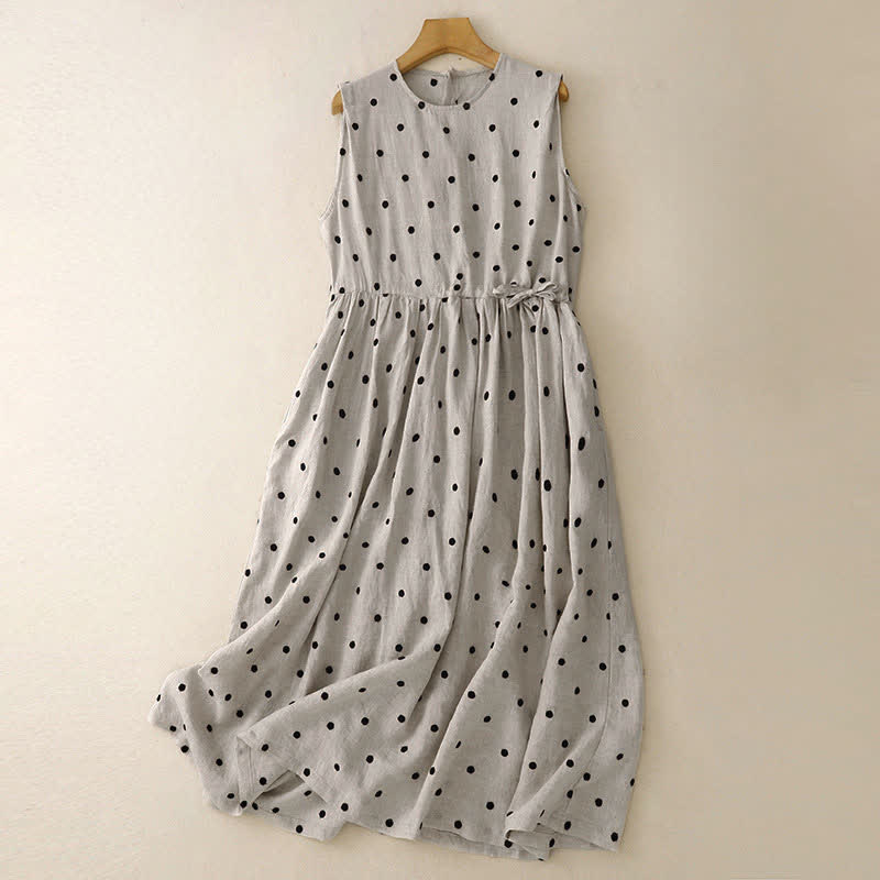 Buddha Stones Sommerkleid im Vintage-Stil mit Kordelzug und Polka-Dots, ärmellos, für Damen - Antikweiß - US12, UK/AU16, EU44 (2XL) - image 0