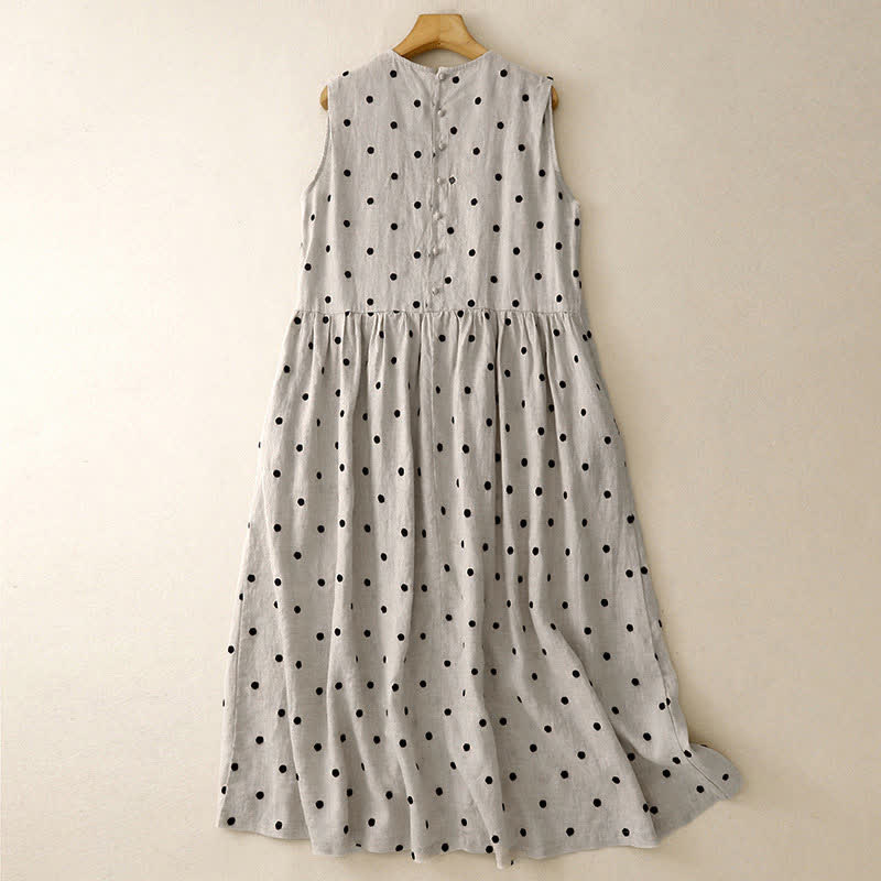 Buddha Stones Sommerkleid im Vintage-Stil mit Kordelzug und Polka-Dots, ärmellos, für Damen - image 1