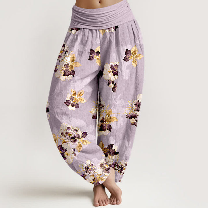 Buddha Stones Damen-Haremshose aus reiner Baumwolle mit Vintage-Blumenmuster und elastischem Bund - Lavendel - US16, UK/AU20, EU48 (3XL) - image 5