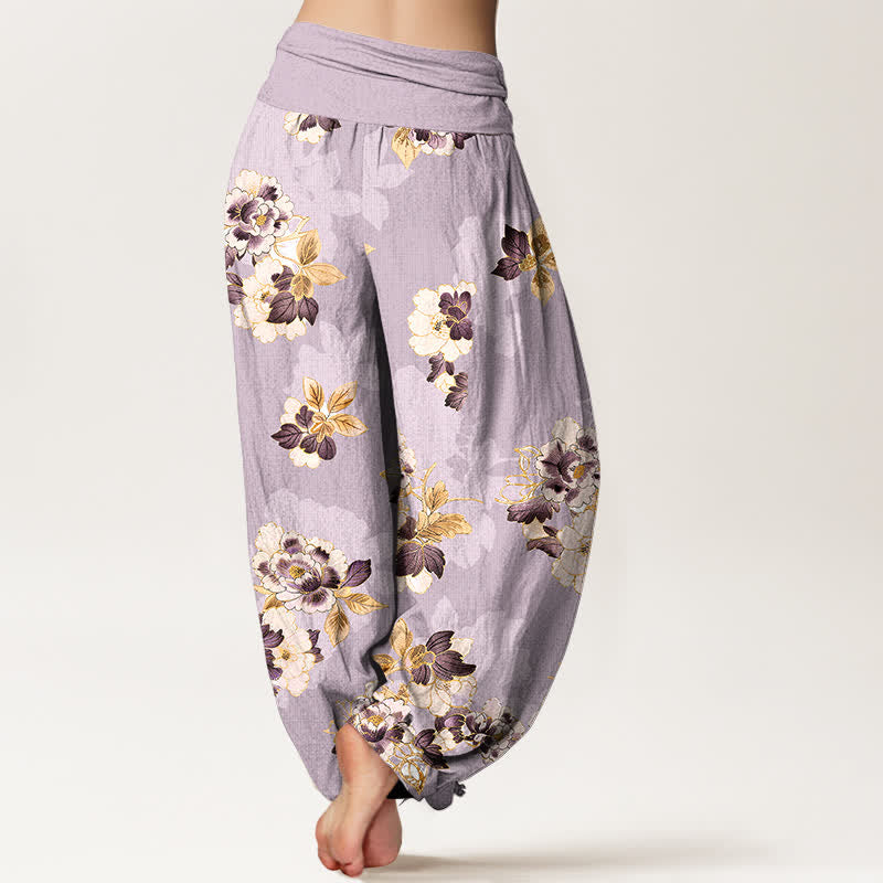 Buddha Stones Damen-Haremshose aus reiner Baumwolle mit Vintage-Blumenmuster und elastischem Bund - image 6