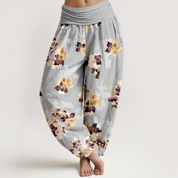 Buddha Stones Damen-Haremshose aus reiner Baumwolle mit Vintage-Blumenmuster und elastischem Bund - Gainsboro - US16, UK/AU20, EU48 (3XL) - image 8