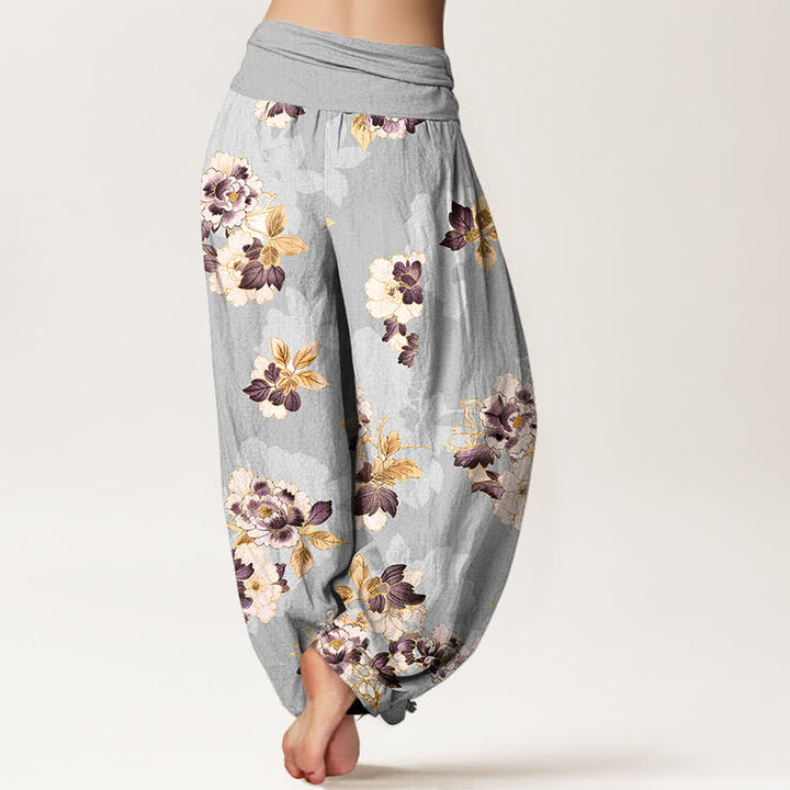 Buddha Stones Damen-Haremshose aus reiner Baumwolle mit Vintage-Blumenmuster und elastischem Bund - image 9