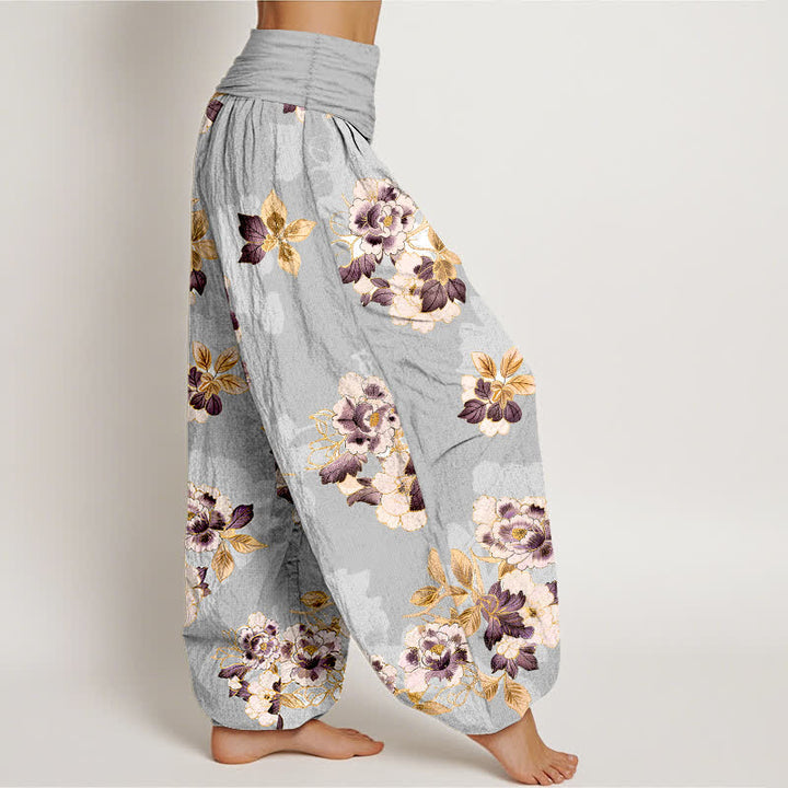 Buddha Stones Damen-Haremshose aus reiner Baumwolle mit Vintage-Blumenmuster und elastischem Bund - image 10