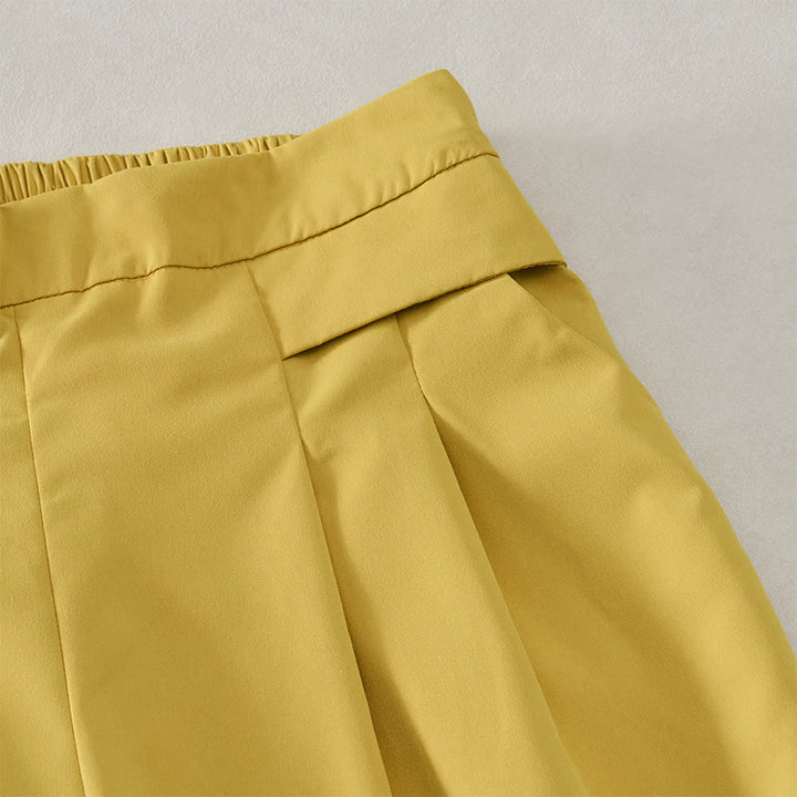 Buddha Stones Lässige, minimalistische, einfarbige Damen-Cropped-Hose mit weitem Bein und Taschen für den Sommer - image 4