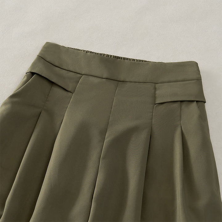 Buddha Stones Lässige, minimalistische, einfarbige Damen-Cropped-Hose mit weitem Bein und Taschen für den Sommer - image 9