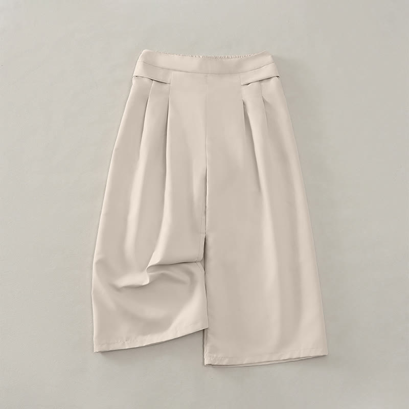 Buddha Stones Lässige, minimalistische, einfarbige Damen-Cropped-Hose mit weitem Bein und Taschen für den Sommer - Antikweiß - US14, UK/AU18, EU46 (3XL) - image 16