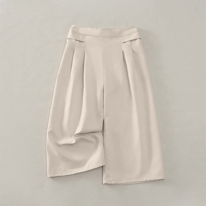 Buddha Stones Lässige, minimalistische, einfarbige Damen-Cropped-Hose mit weitem Bein und Taschen für den Sommer - Antikweiß - US14, UK/AU18, EU46 (3XL) - image 16