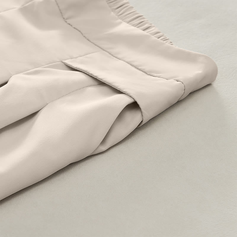Buddha Stones Lässige, minimalistische, einfarbige Damen-Cropped-Hose mit weitem Bein und Taschen für den Sommer - image 21