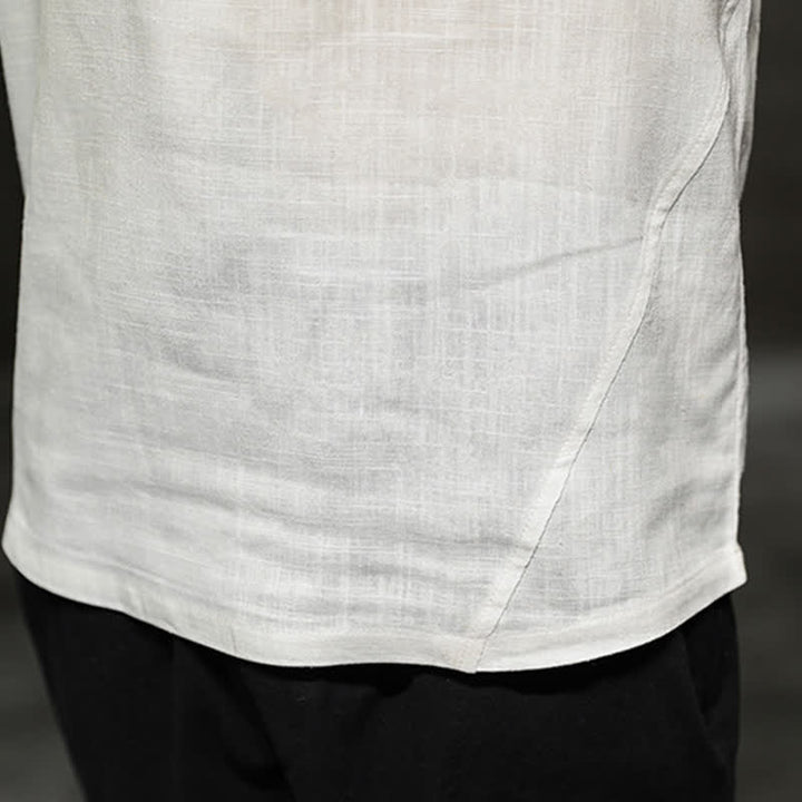 Buddha Stones Lässiges, minimalistisches Kurzarm-T-Shirt aus Leinen für Herren mit Rundhalsausschnitt – perfekt für den Sommer - image 28