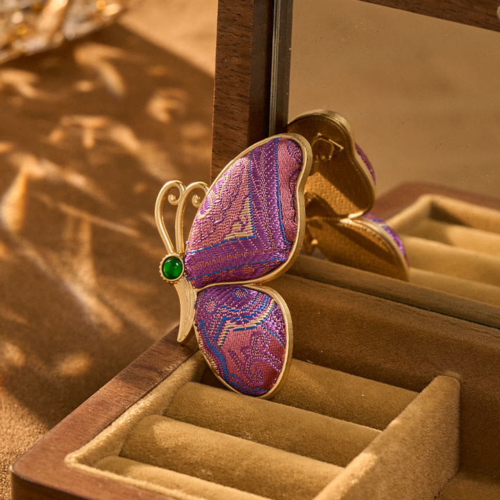 Buddha Stones Liedbrokat Lila Schmetterling Transformation Handgefertigte Harmonie Neue Chinesische Brosche - Song Brocade (Wohlstand♥Harmonie) - image 0