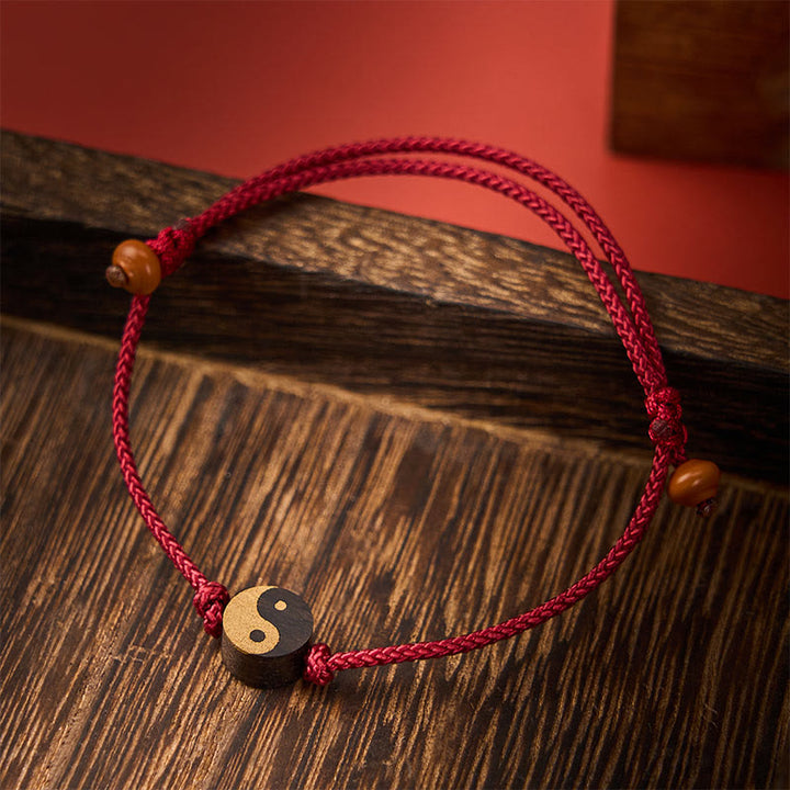 Buddha Stones Schwarzes Yin-Yang-Symbol, buntes Armband - Rot (Handgelenkumfang: 13-20 cm) - image 0