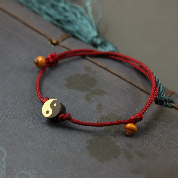 Buddha Stones Schwarzes Yin-Yang-Symbol, buntes Armband - image 3