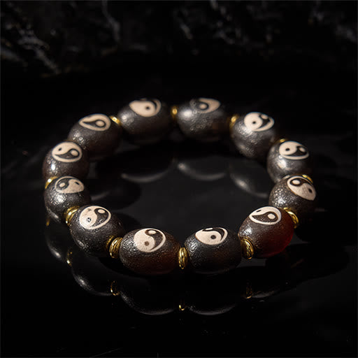 Buddha Stones Tibetisches Dzi-Perlen-Achat-Yin-Yang-Symbol-Schutzarmband - image 2