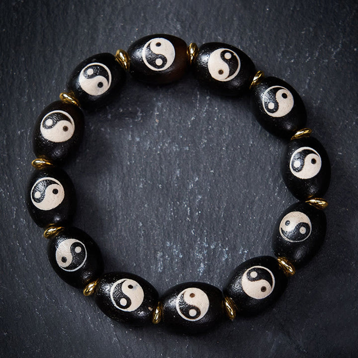 Buddha Stones Tibetisches Dzi-Perlen-Achat-Yin-Yang-Symbol-Schutzarmband - 17-18 cm - image 0