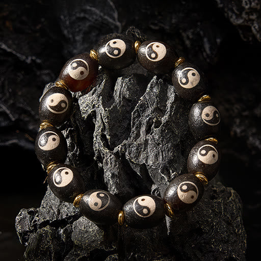 Buddha Stones Tibetisches Dzi-Perlen-Achat-Yin-Yang-Symbol-Schutzarmband - image 1