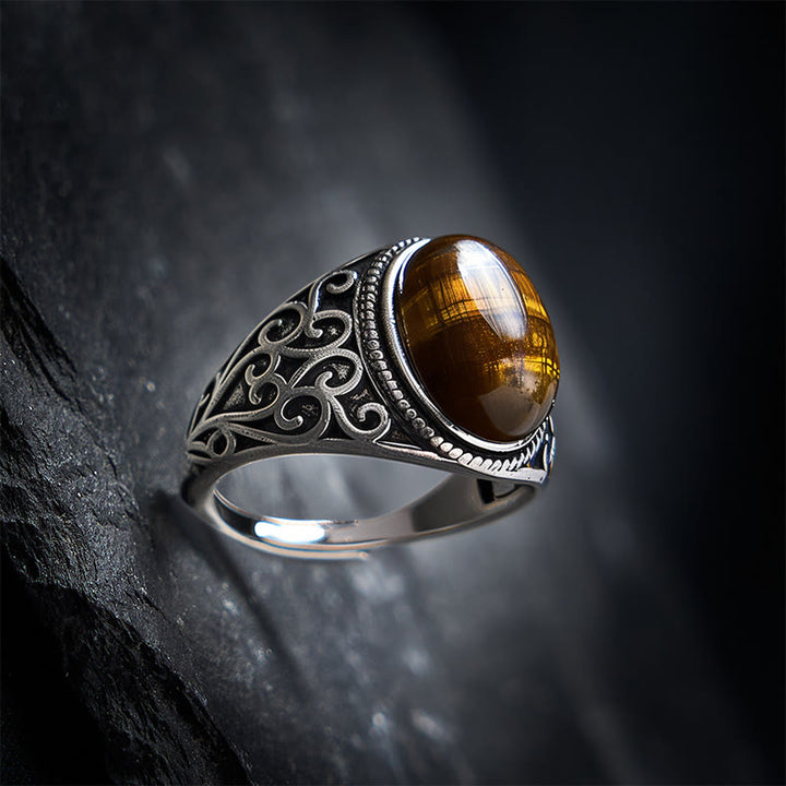 Buddha Stones Tigerauge-Kupfer-Ring, verstellbare Stärke - image 1