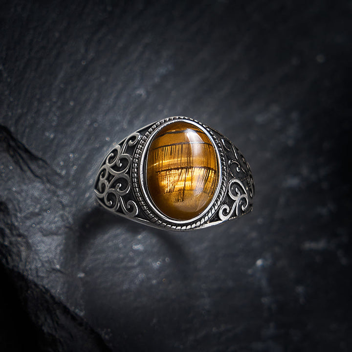 Buddha Stones Tigerauge-Kupfer-Ring, verstellbare Stärke - Tigerauge (Mut ♥ Stärke) - image 0