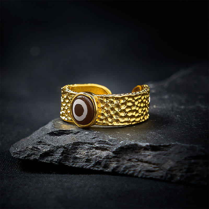 Buddha Stones Dzi-Perlen-Ring aus Kupfer und Messing, verstellbar - image 1