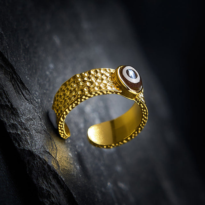 Buddha Stones Dzi-Perlen-Ring aus Kupfer und Messing, verstellbar - image 3