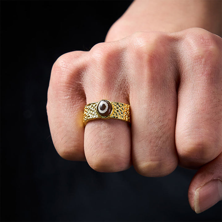 Buddha Stones Dzi-Perlen-Ring aus Kupfer und Messing, verstellbar - image 4