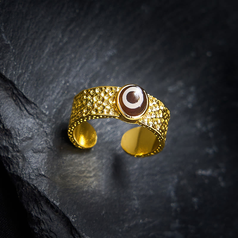 Buddha Stones Dzi-Perlen-Ring aus Kupfer und Messing, verstellbar - image 2