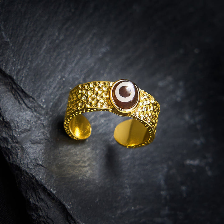 Buddha Stones Dzi-Perlen-Ring aus Kupfer und Messing, verstellbar - image 2