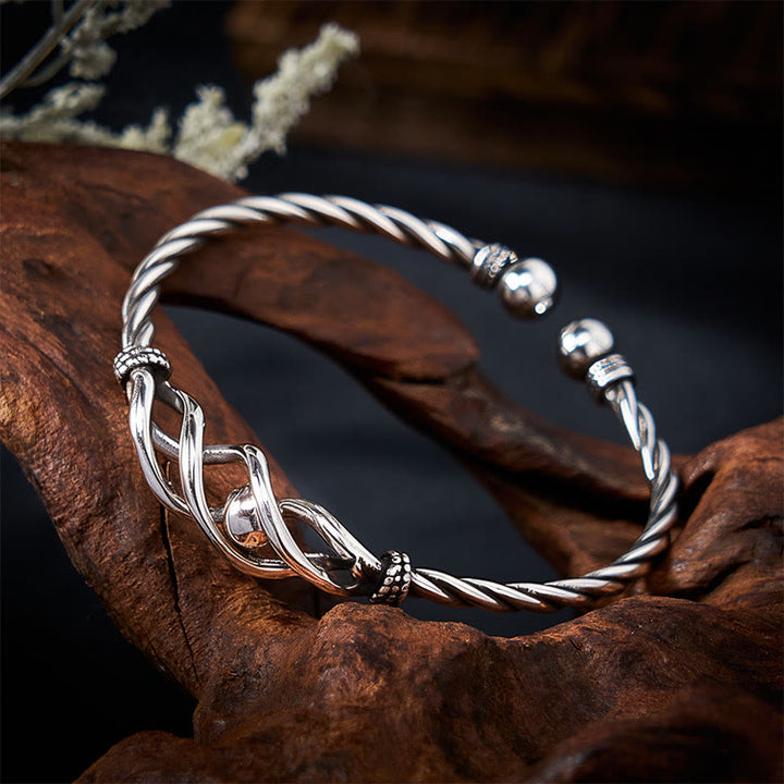 Buddha Stones Armband aus reinem Kupfer mit versilbertem, gedrehtem Muster - image 6
