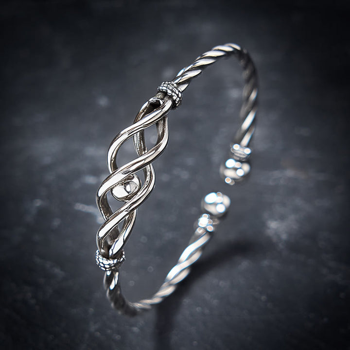Buddha Stones Armband aus reinem Kupfer mit versilbertem, gedrehtem Muster - Kupfer (Reichtum ♥ Glück) - image 0