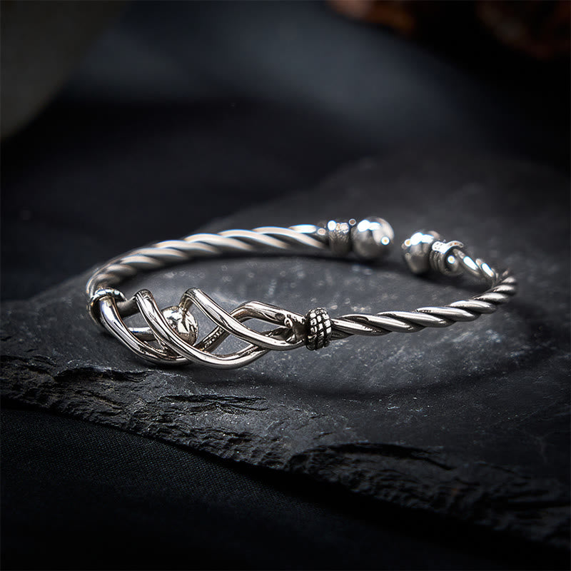 Buddha Stones Armband aus reinem Kupfer mit versilbertem, gedrehtem Muster - image 1