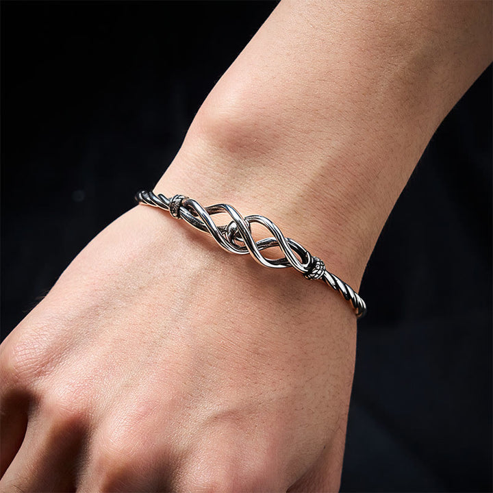 Buddha Stones Armband aus reinem Kupfer mit versilbertem, gedrehtem Muster - image 7