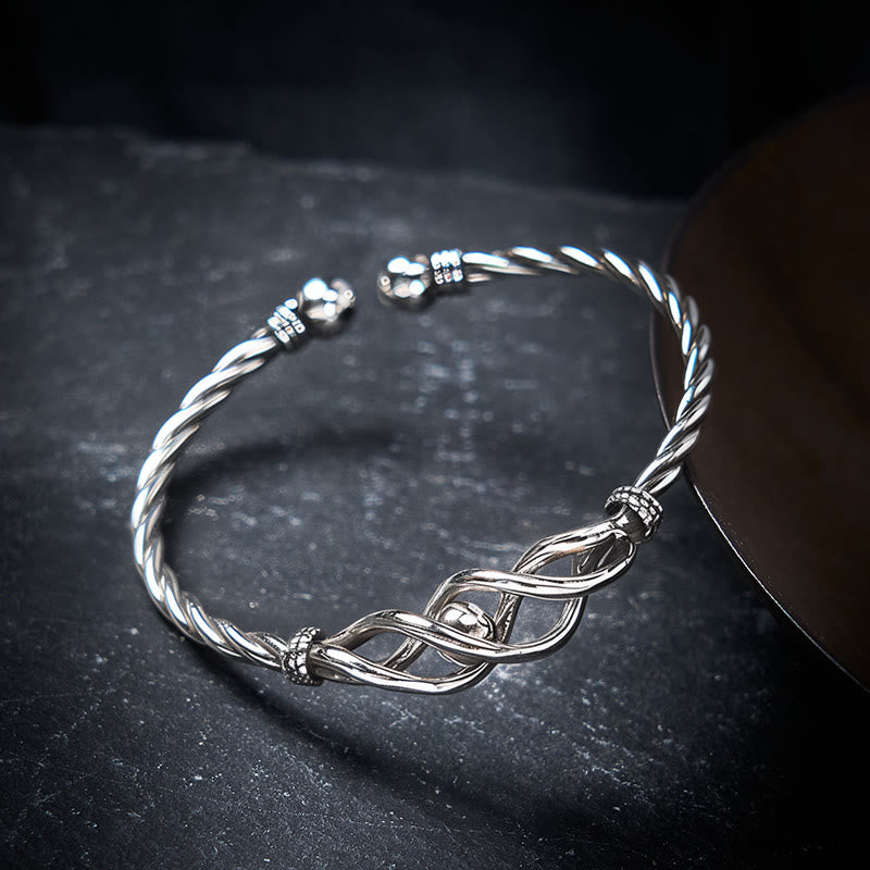 Buddha Stones Armband aus reinem Kupfer mit versilbertem, gedrehtem Muster - image 2