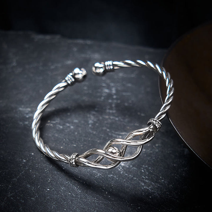 Buddha Stones Armband aus reinem Kupfer mit versilbertem, gedrehtem Muster - image 2