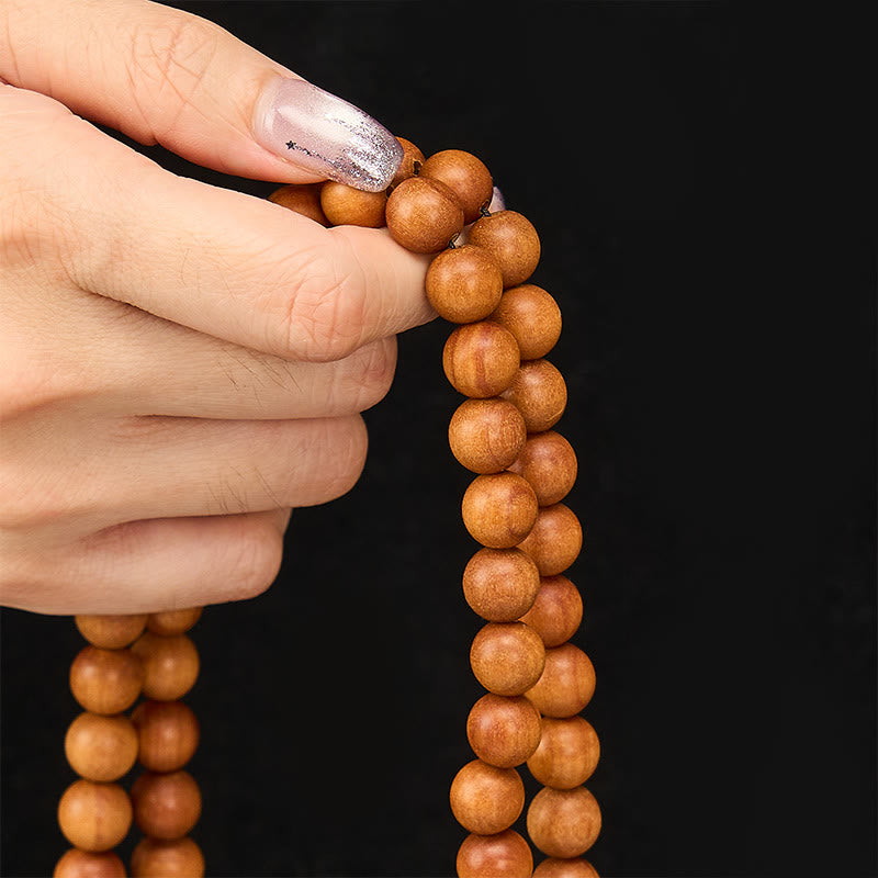 Buddha Stones Segensmeditations-Mala aus rotem Sandelholz, geknotet, runde Perle - image 15