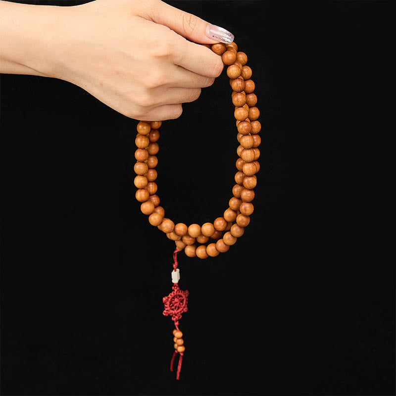Buddha Stones Segensmeditations-Mala aus rotem Sandelholz, geknotet, runde Perle - image 11