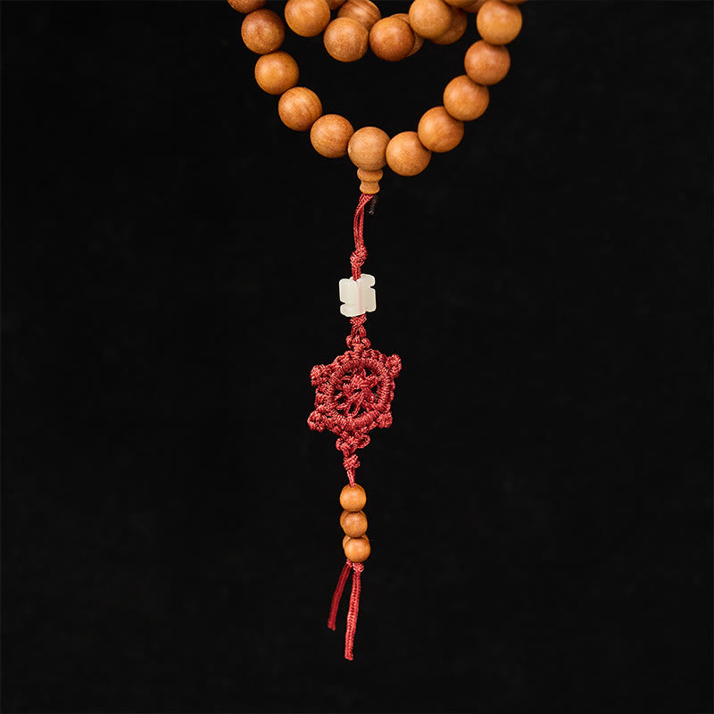 Buddha Stones Segensmeditations-Mala aus rotem Sandelholz, geknotet, runde Perle - image 16