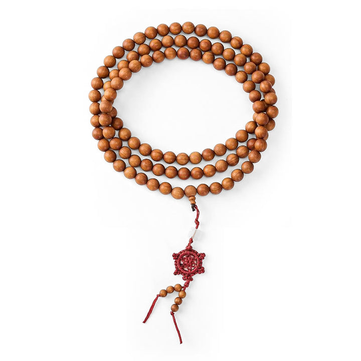 Buddha Stones Segensmeditations-Mala aus rotem Sandelholz, geknotet, runde Perle - image 17
