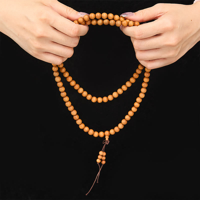 Buddha Stones Segensmeditations-Mala aus rotem Sandelholz, geknotet, runde Perle - image 14