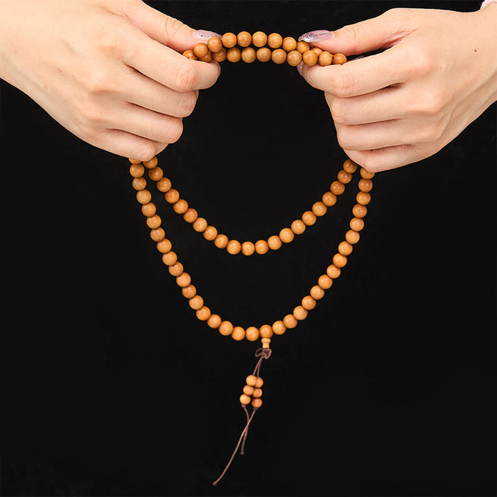 Buddha Stones Segensmeditations-Mala aus rotem Sandelholz, geknotet, runde Perle - image 14