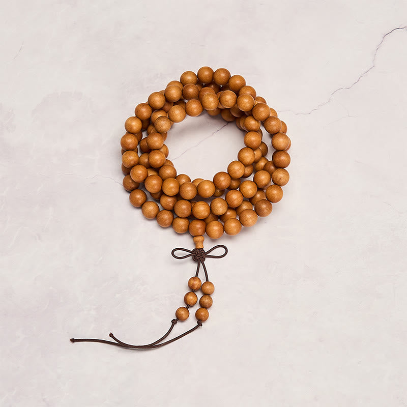 Buddha Stones Segensmeditations-Mala aus rotem Sandelholz, geknotet, runde Perle - image 5