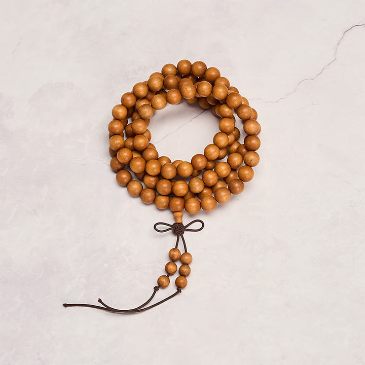 Buddha Stones Segensmeditations-Mala aus rotem Sandelholz, geknotet, runde Perle - image 5
