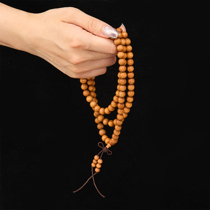 Buddha Stones Segensmeditations-Mala aus rotem Sandelholz, geknotet, runde Perle - image 12