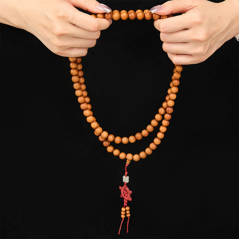Buddha Stones Segensmeditations-Mala aus rotem Sandelholz, geknotet, runde Perle - image 13