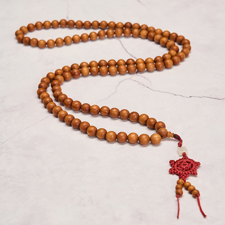 Buddha Stones Segensmeditations-Mala aus rotem Sandelholz, geknotet, runde Perle - image 9